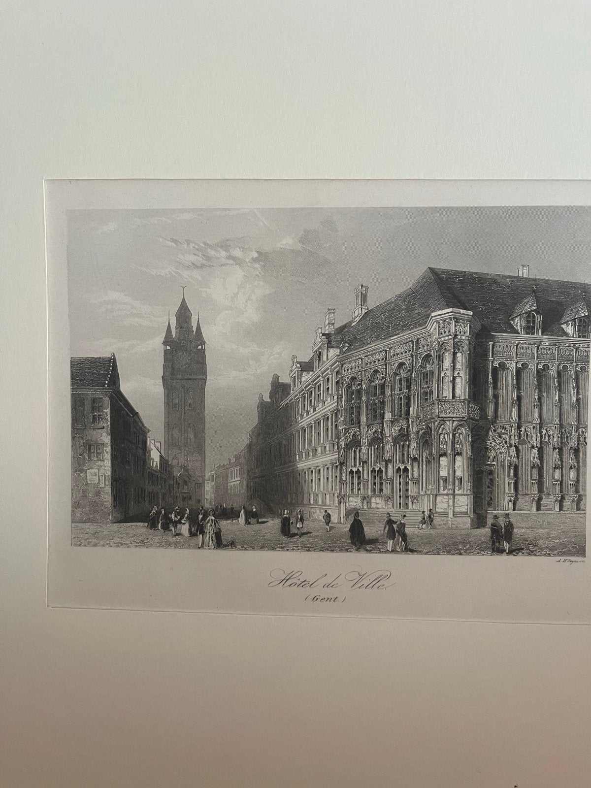 Set van 6 antieke gravures van Nederlandse en Belgische sted, 1800 - 1899, Met tekst, Stadsgezicht, Ophalen of Verzenden