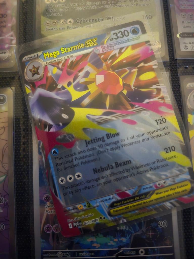 Mega starmie ex pokemon kaart, Ophalen of Verzenden, Nieuw, Losse kaart, Foil
