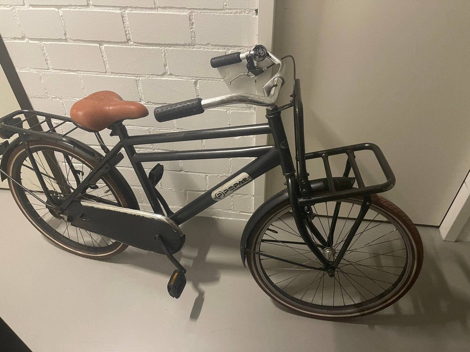Popal Daily Dutch Basic jongens fiets 24 inch - Mat Zwart, Overige merken, Terugtraprem, Gebruikt, Ophalen of Verzenden