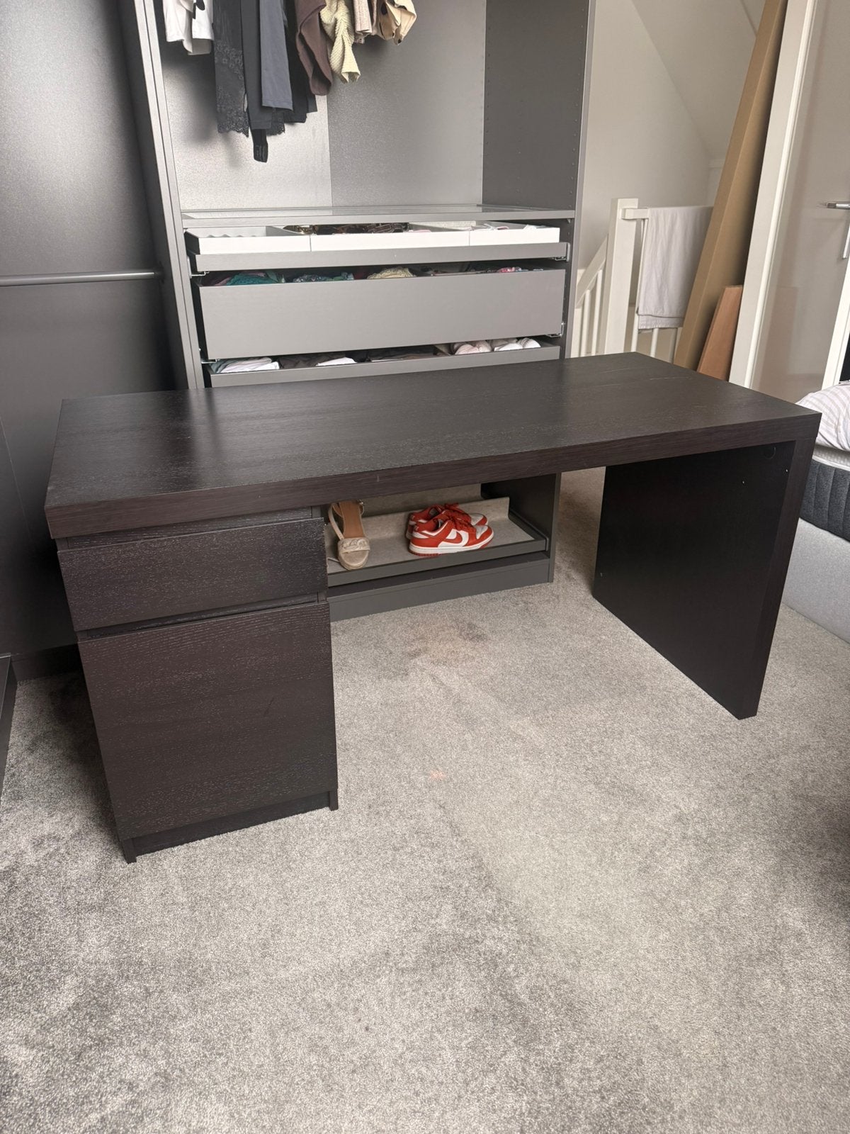 Ikea MALM bureau zwart, Ophalen, Zwart, Gebruikt, 65 cm
