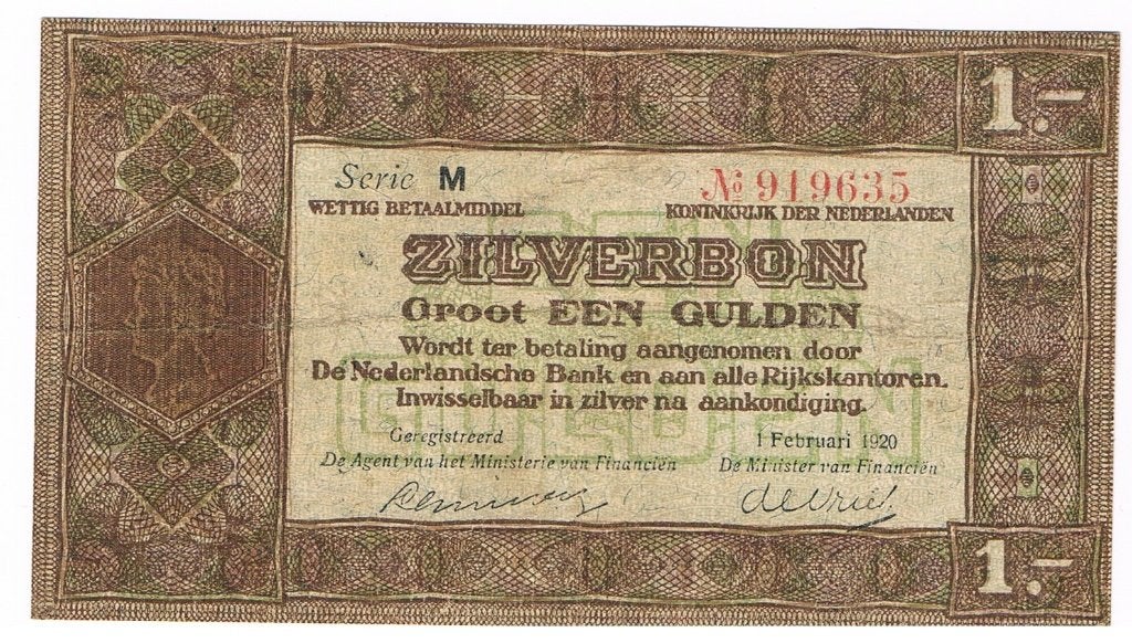 1 gulden zilverbon 1 februari 1920, Verzenden, 1 gulden, Los biljet