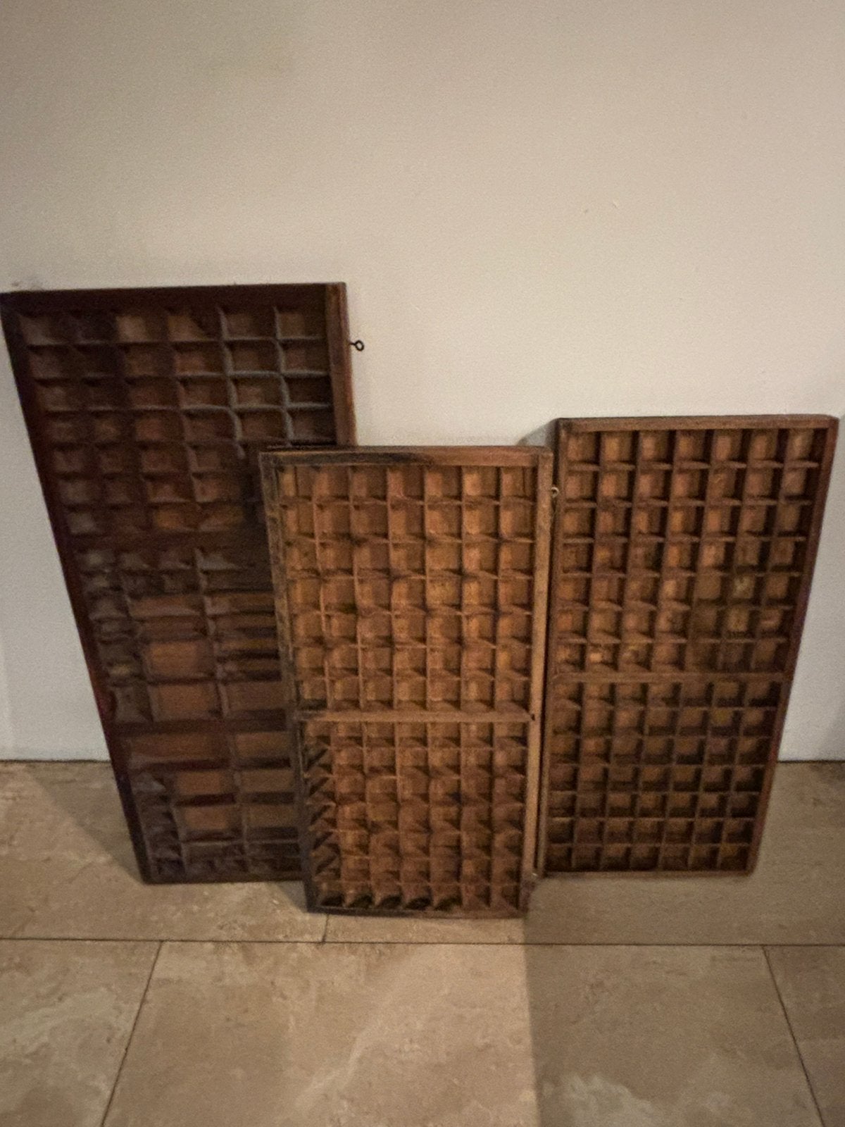 3 antieke letterbakken , Engels, Ophalen, Gebruikt