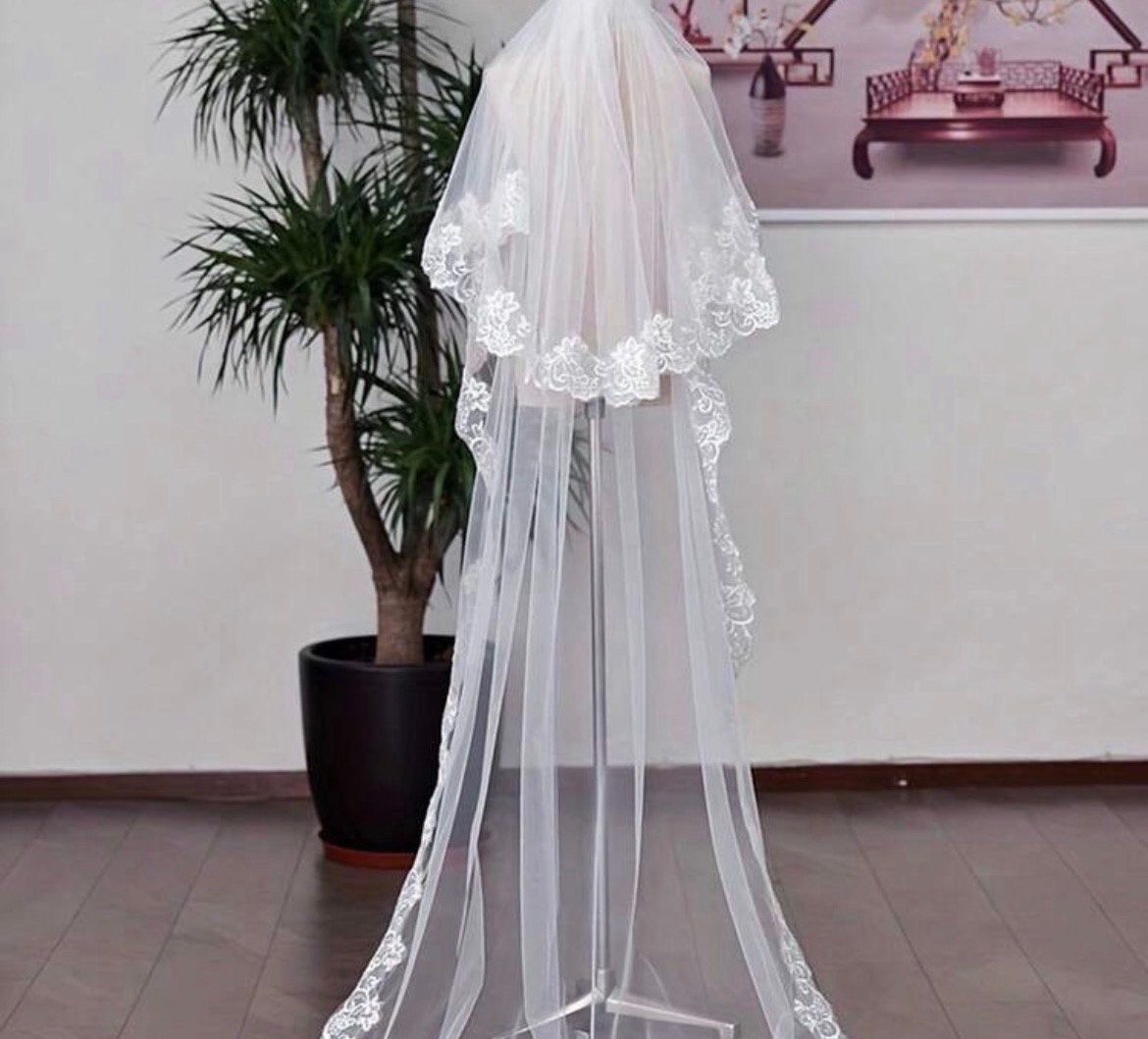 Nieuwe spaanse bruidssluier sluier wedding veil 1,5 meter, Ophalen of Verzenden, Nieuw, Wit, Accessoires