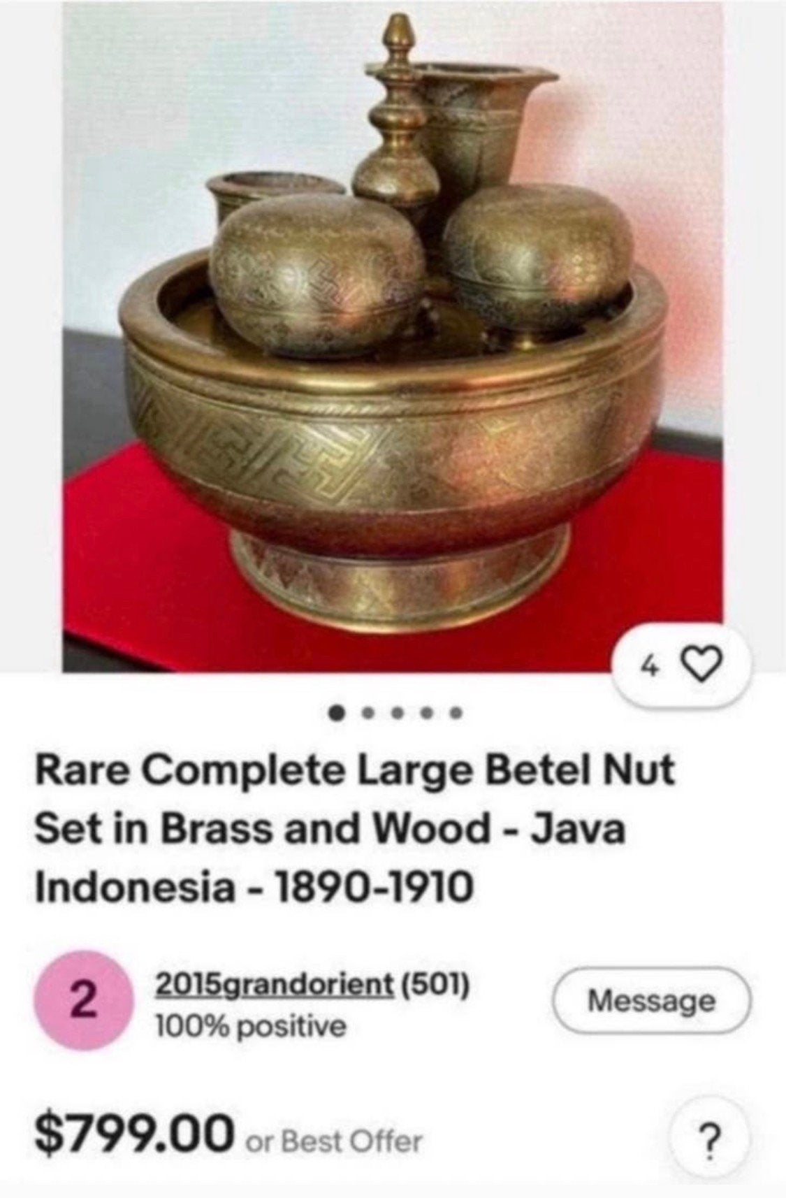 1890-Messing-Oost Java-Indonesië (Jawa Timur), Ophalen of Verzenden
