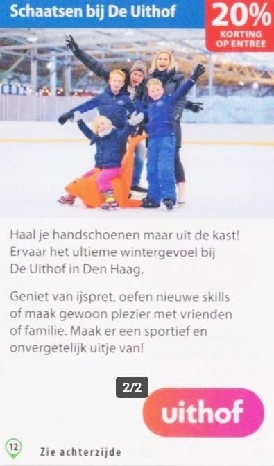 Schaatsen bij De Uithof 20% kortingsbon, Tickets en Kaartjes, Drie personen of meer, Kortingskaart