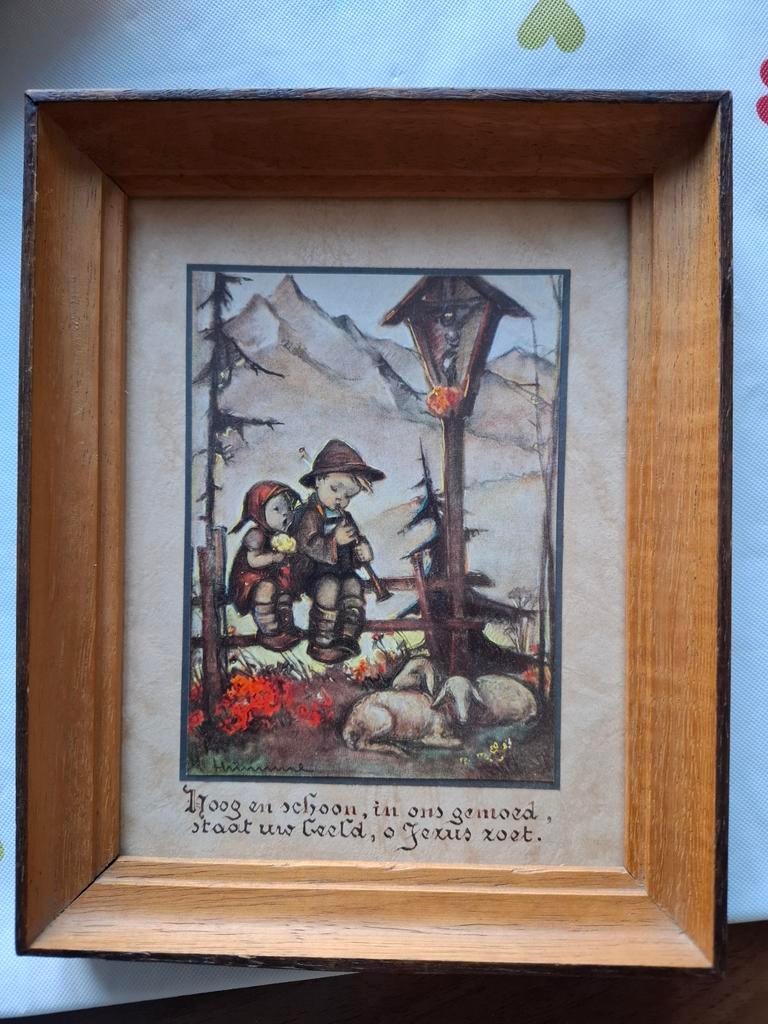 Vintage Schilderijtje met hummeltjes, Ophalen of Verzenden
