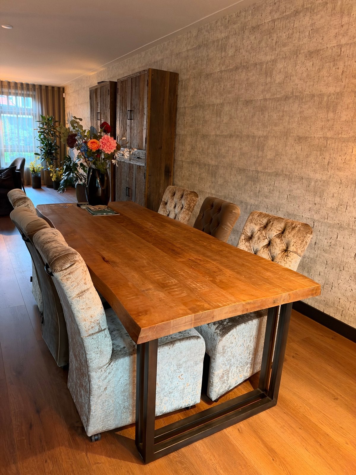 Mangohouten eettafel 240x100 cm, Huis en Inrichting, Ophalen, 100 tot 150 cm, 200 cm of meer, Zo goed als nieuw