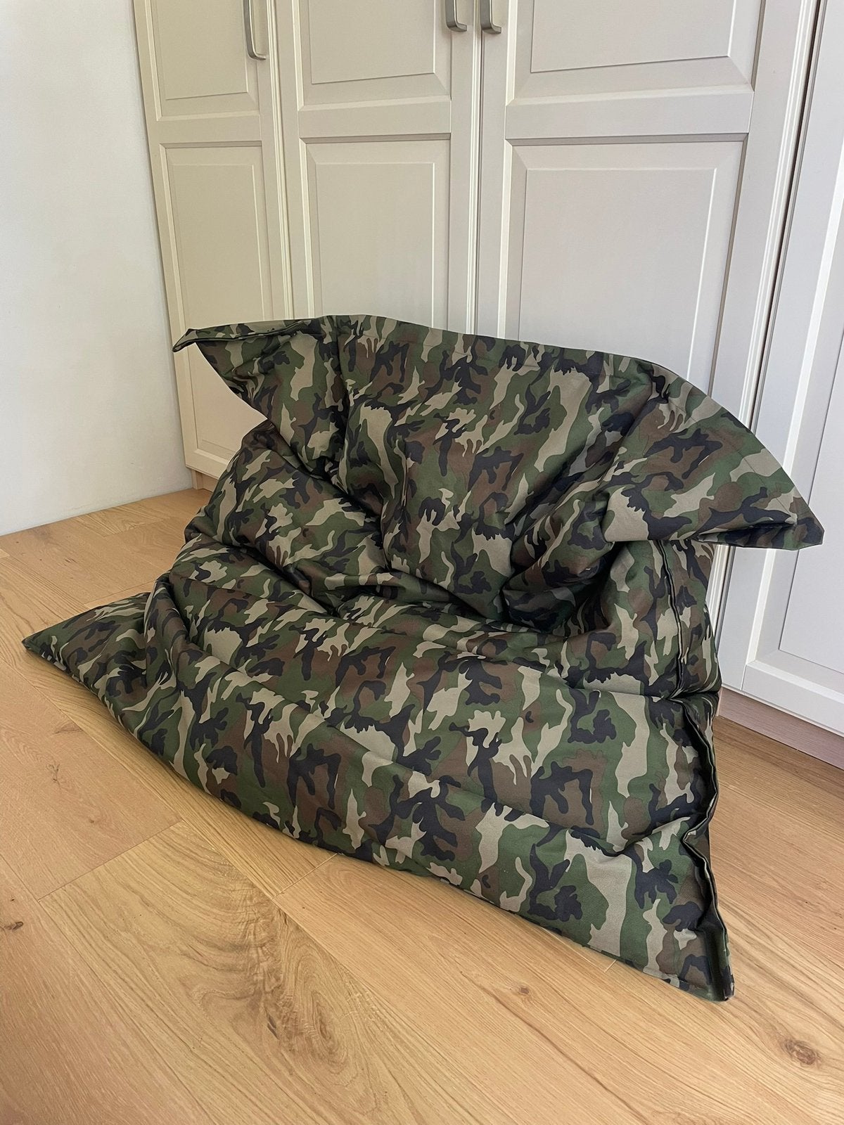 Grote stevige canvas zitzak met rits, camouflage groen, Ophalen, Zo goed als nieuw, Groen