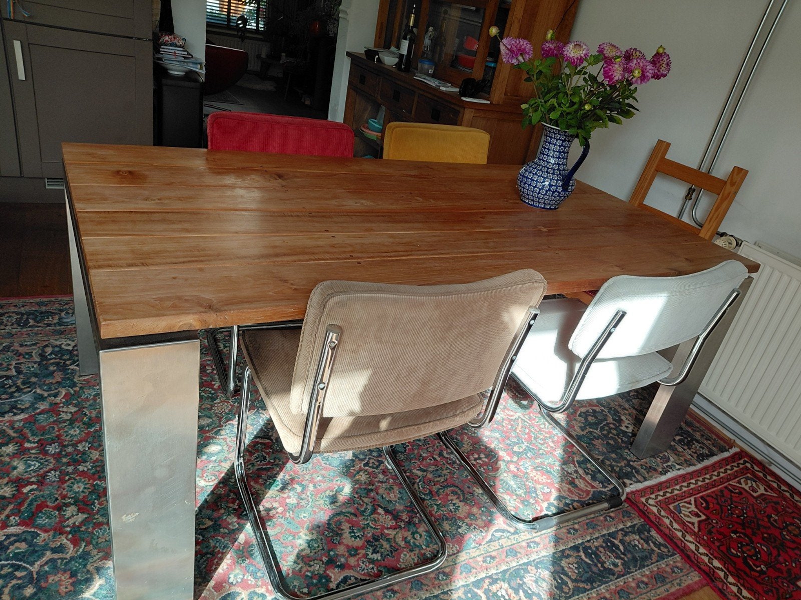 teakhouten tafel, 180x100, Ophalen, Gebruikt, Teakhout, 50 tot 100 cm