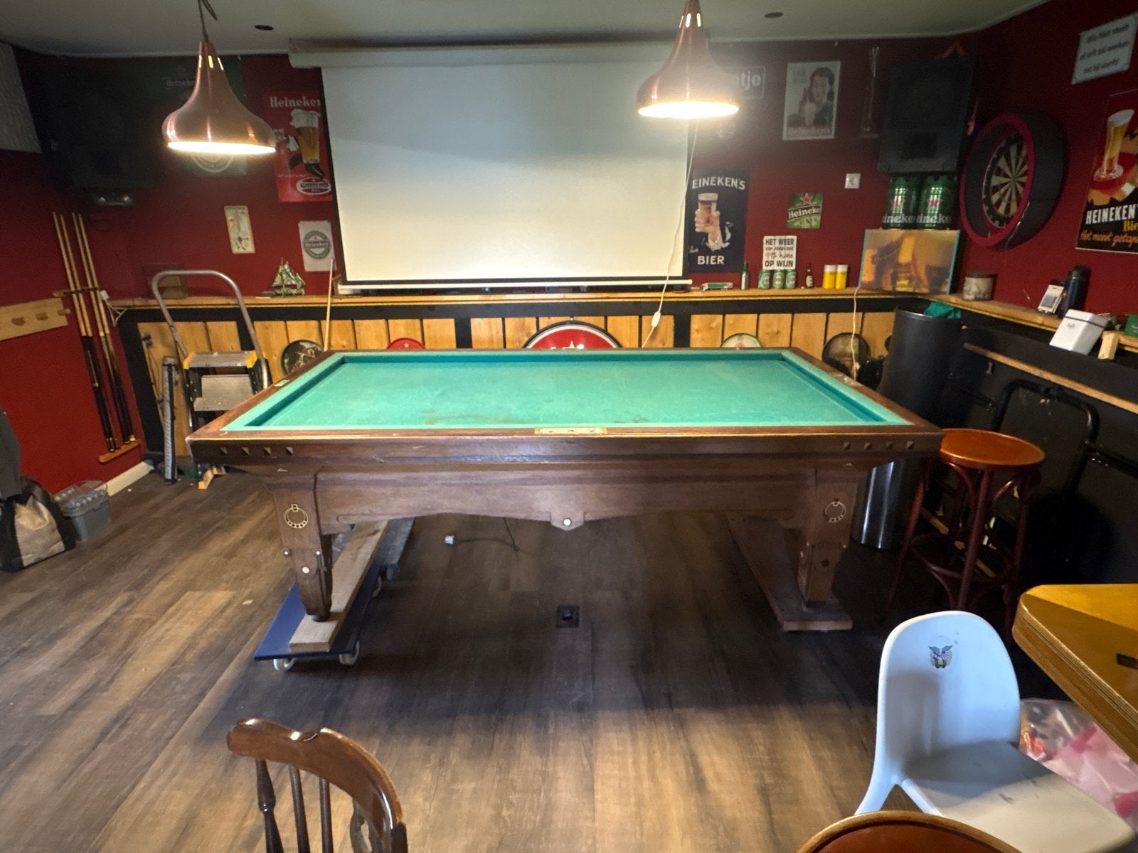 Biljarttafel met complete accessoires en nieuw laken, Ophalen, Gebruikt, Biljarttafel