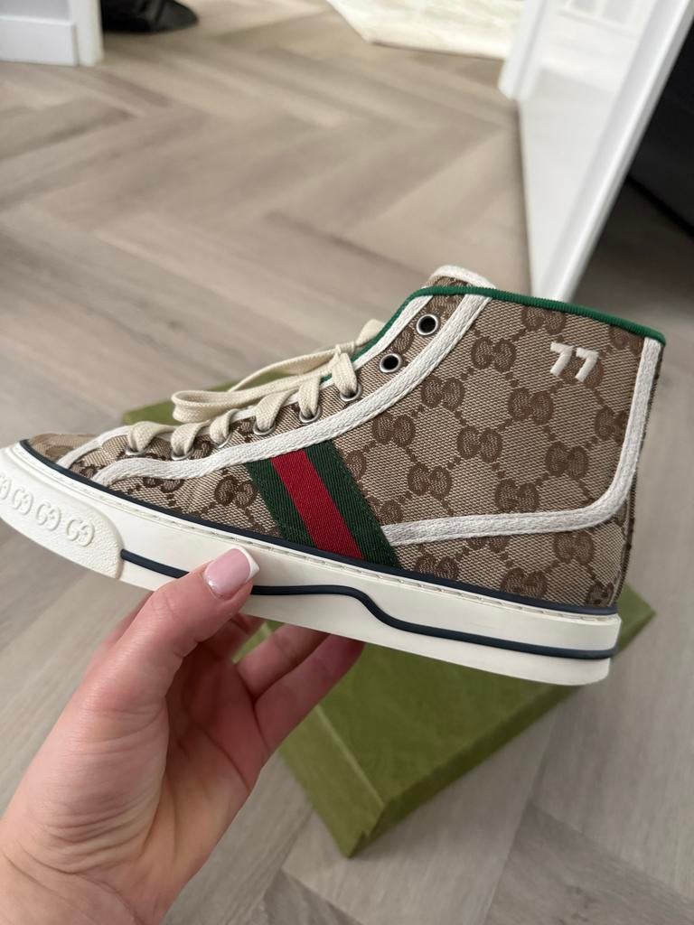 Gucci GG Supreme High-Top Sneakers, Ophalen of Verzenden, Zo goed als nieuw, Meisje, Schoentjes