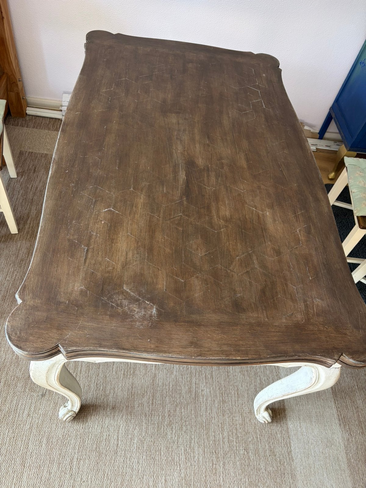 Grote tafel vintage/ brocante stijl, Huis en Inrichting, Ophalen, Gebruikt, 100 tot 150 cm, Vintage