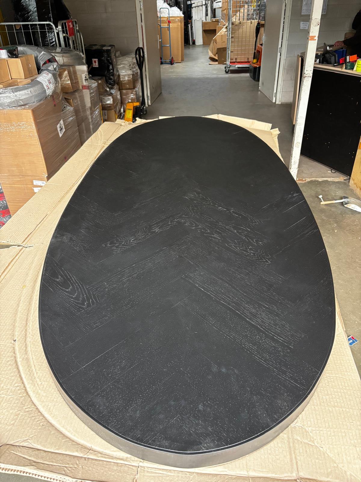 Los ovaal blad - zwart - visgraat -240x100 - nieuw, Huis en Inrichting, Ophalen, 100 tot 150 cm, 200 cm of meer, Zo goed als nieuw
