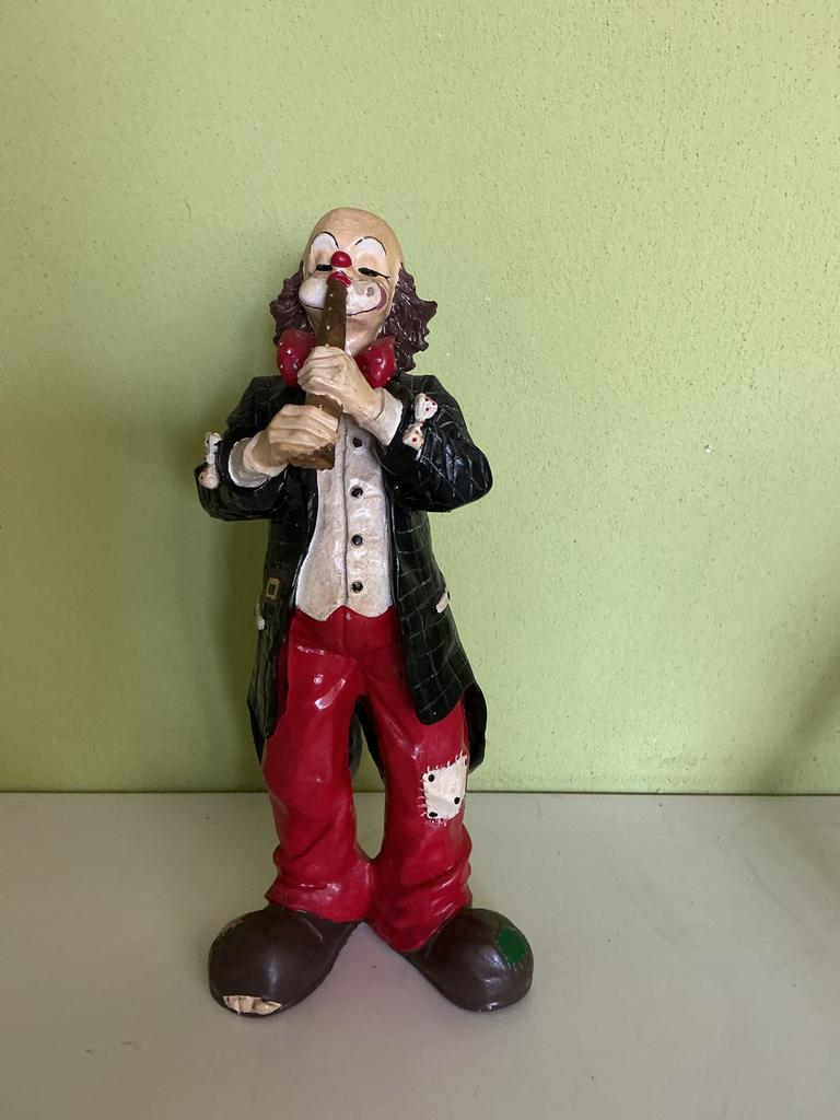 Vintage Clown met Fluit - Decoratief Beeldje 26 cm, Ophalen of Verzenden, Zo goed als nieuw, Mens