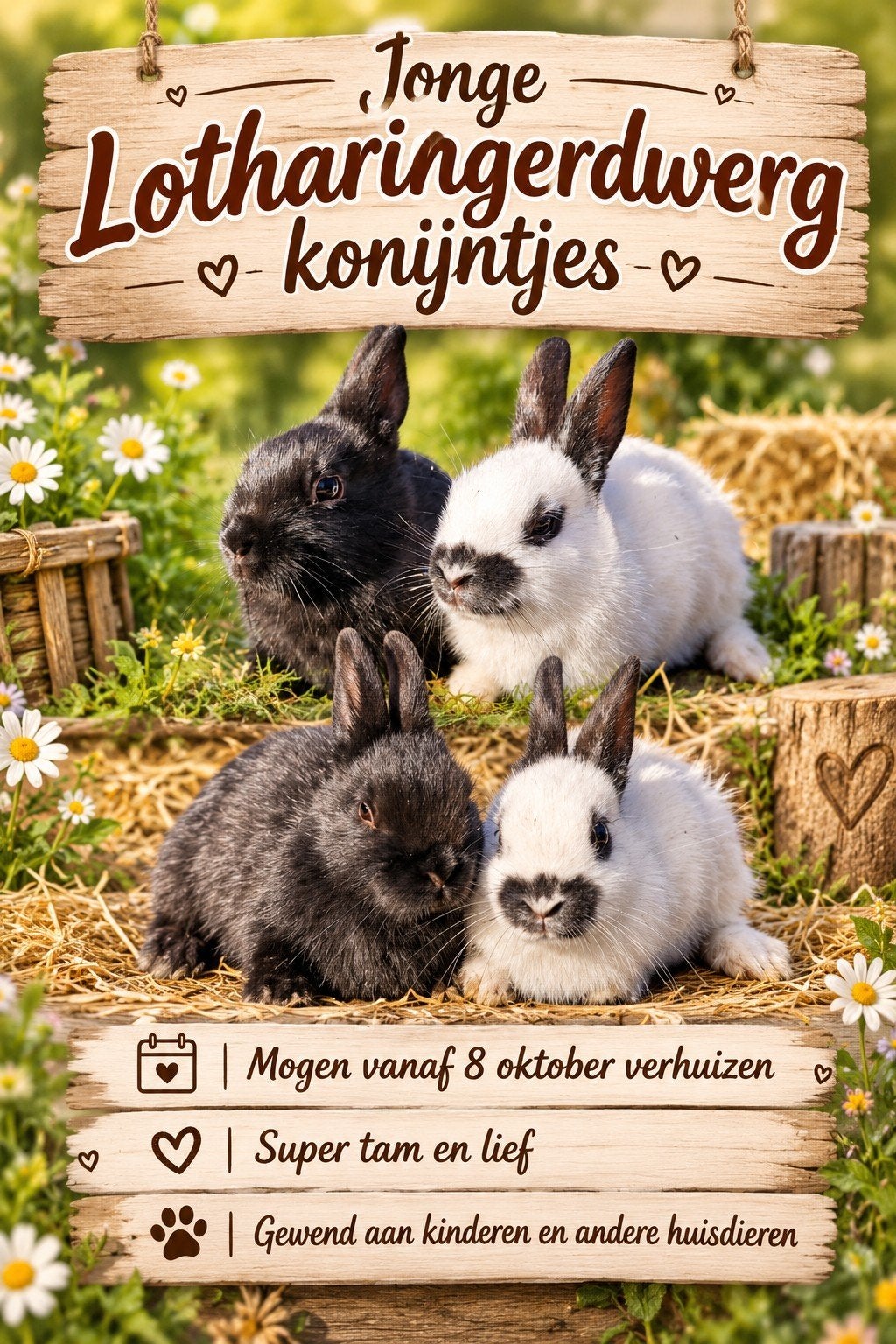 Jonge lotharingerdwerg konijnen, Dieren en Toebehoren, Meerdere dieren, Dwerg, 0 tot 2 jaar