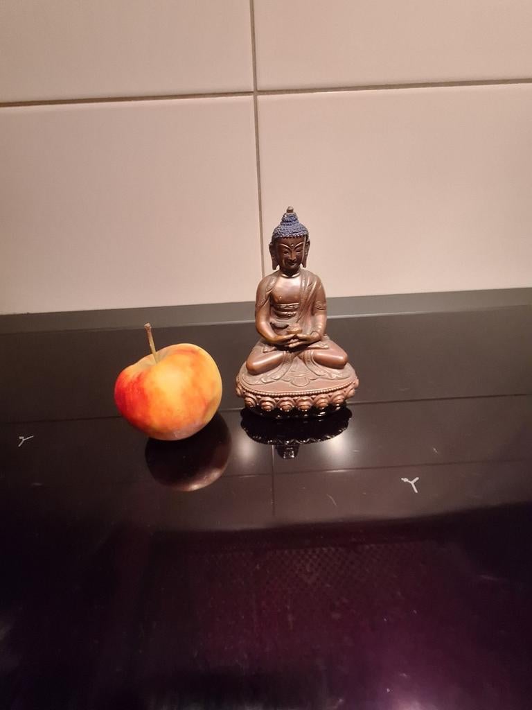 Antiek Bronzen Boeddha Beeld - Mediterende Boeddha, Ophalen of Verzenden, Gebruikt