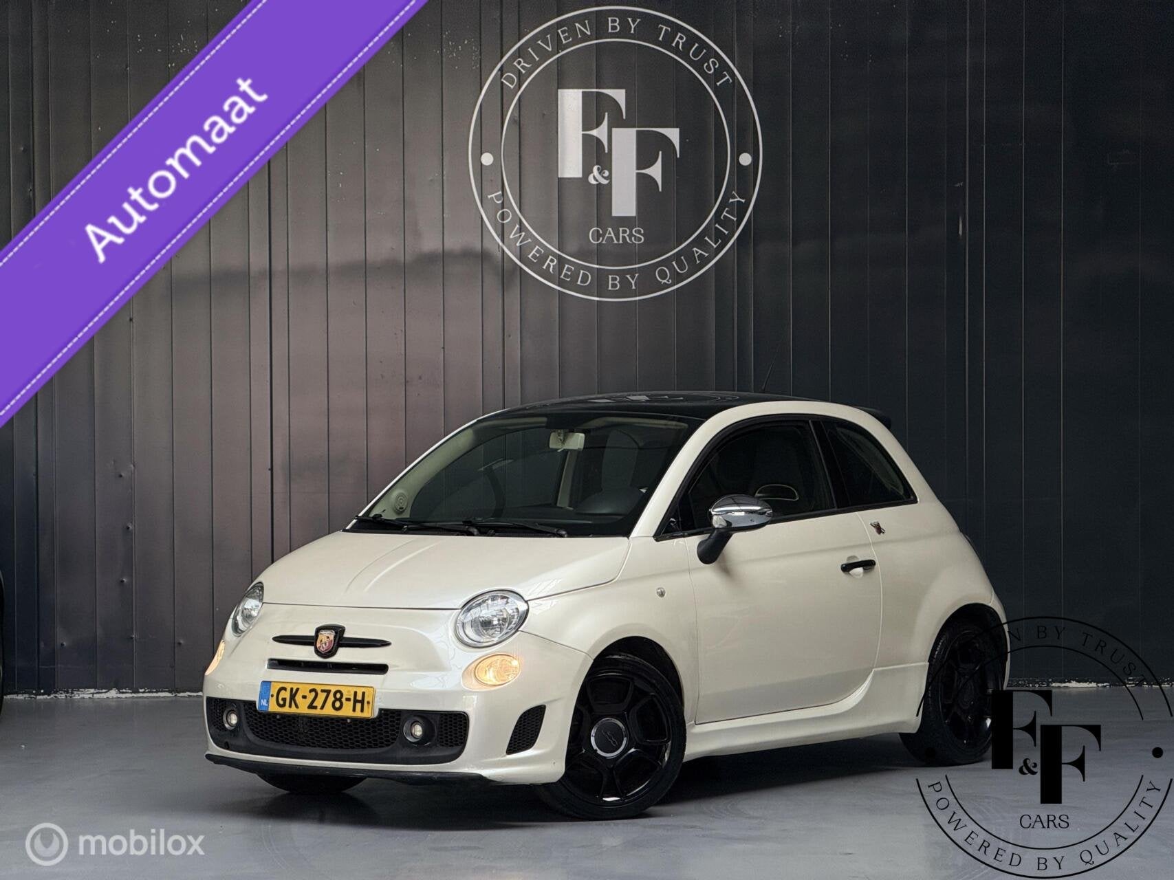 Fiat 500 1.2 Lounge|Automaat|Panodak|Leder|CarPlay|Abarth Lo, Auto's, Euro 5, Gebruikt, 4 cilinders, Wit