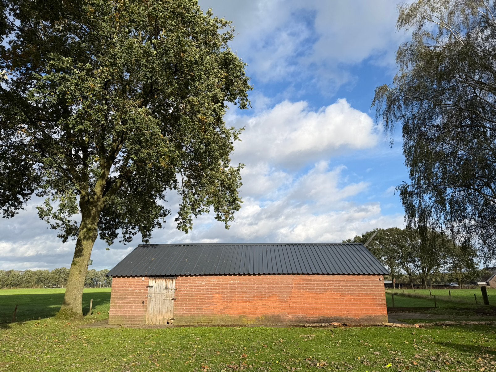 Metalen dakplaten schuur te koop – circa 1 jaar oud, Zwart, Zo goed als nieuw, 15 m² of meer, Metaal