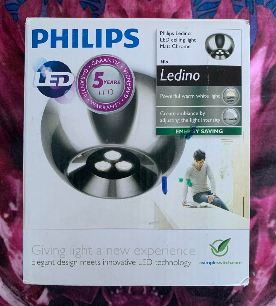 Philips Ledino LED plafondlamp - Mat Chroom, 6W, Ophalen of Verzenden, Nieuw, Metaal