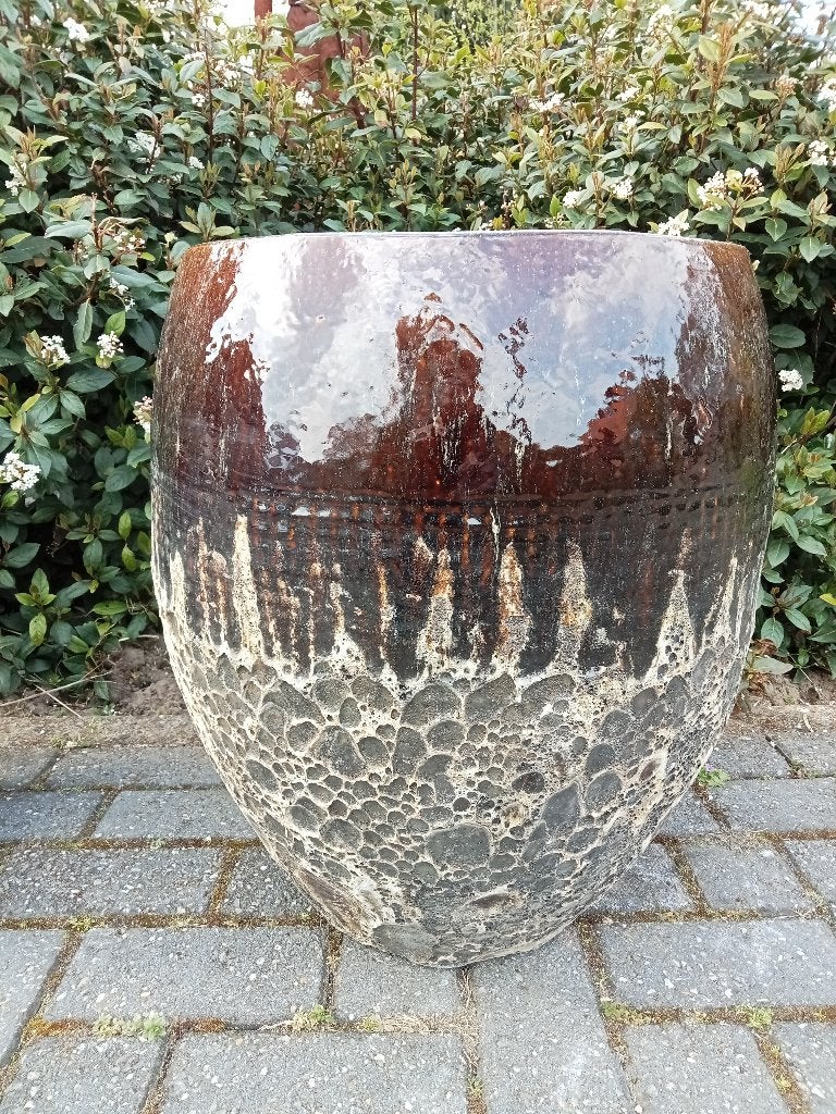 Geglazuurde pot antique 2tone vulcano., Ophalen, Nieuw