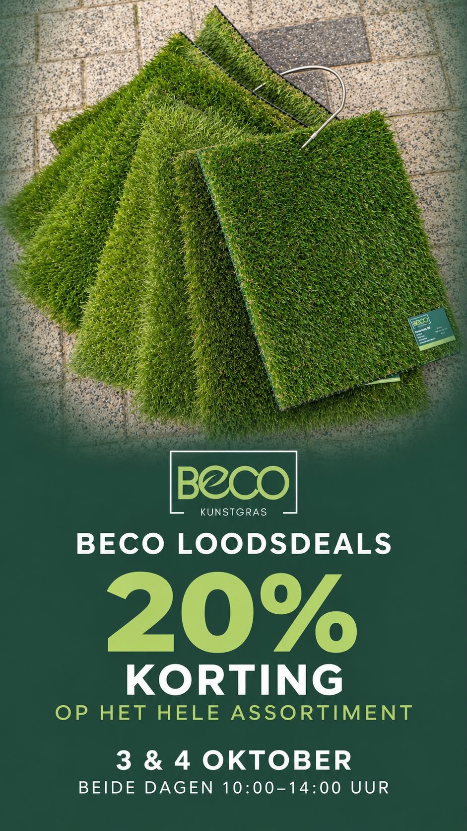 COUPONNEN UITVERKOOP 3 en 4 OKTOBER KUNSTGRAS 20% KORTING, Ophalen, Nieuw, 20 m² of meer, Kunstgras
