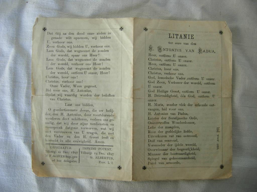 Litanie H. Antonius van Padua Tilburg 1897, Verzenden, Gebruikt, Kaart of Prent, Christendom | Katholiek