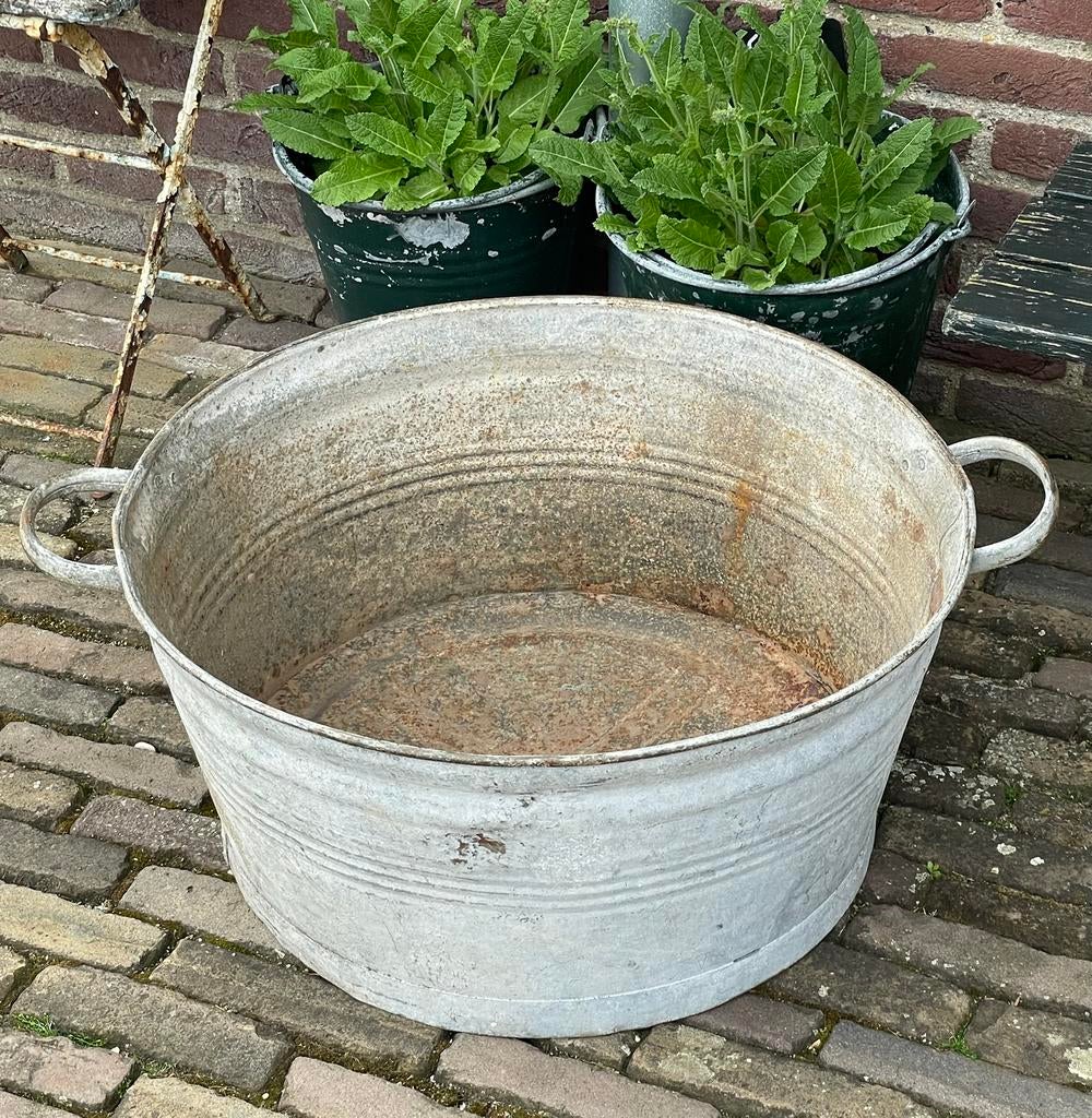 Brocante oud zinken teil doorsnede 60 cm, Ophalen of Verzenden