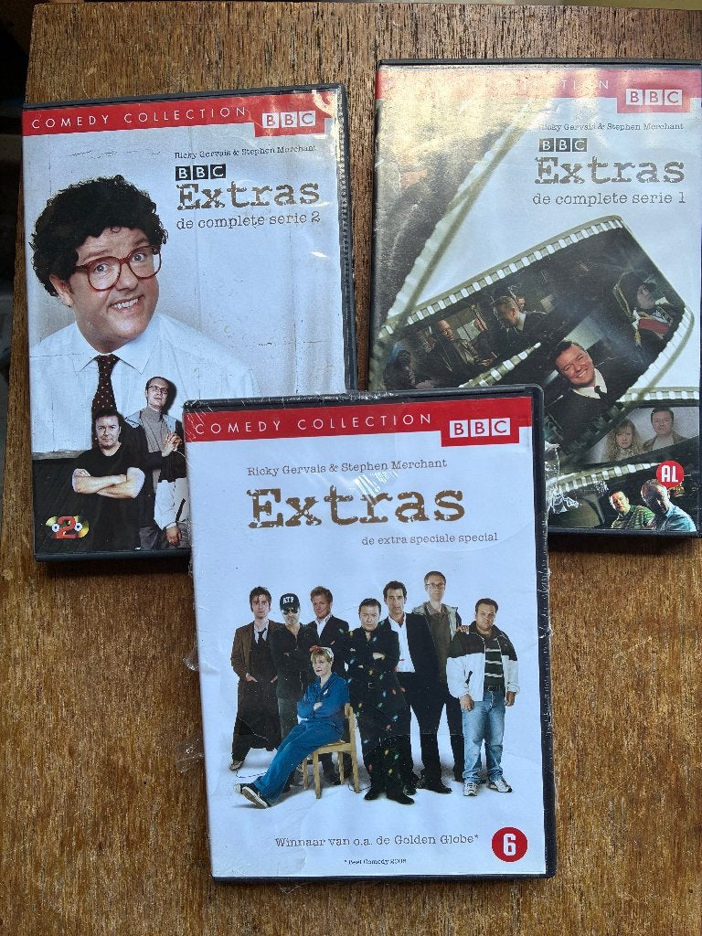 BBC Extras Serie 1-2-Special COMPLEET (Gervais), Vanaf 12 jaar, Ophalen of Verzenden, Zo goed als nieuw, Komedie