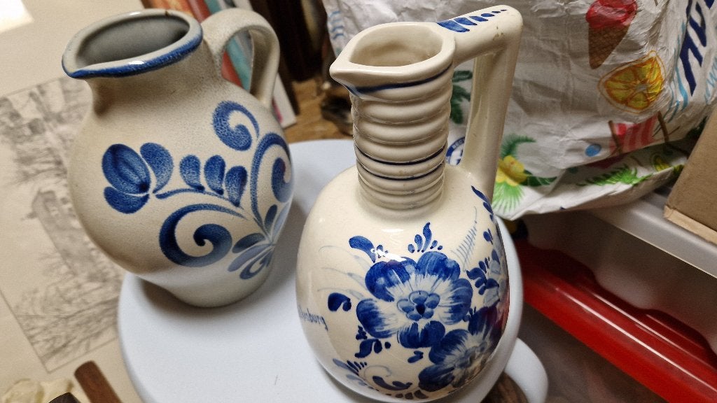 2 oude blauwe kruiken, Ophalen of Verzenden