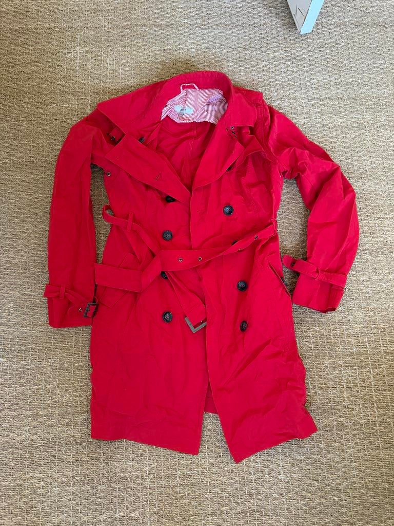Anna van Toor rode trenchcoat, maat 40, nieuwstaat, Ophalen of Verzenden, Zo goed als nieuw, Maat 38/40 (M), Rood