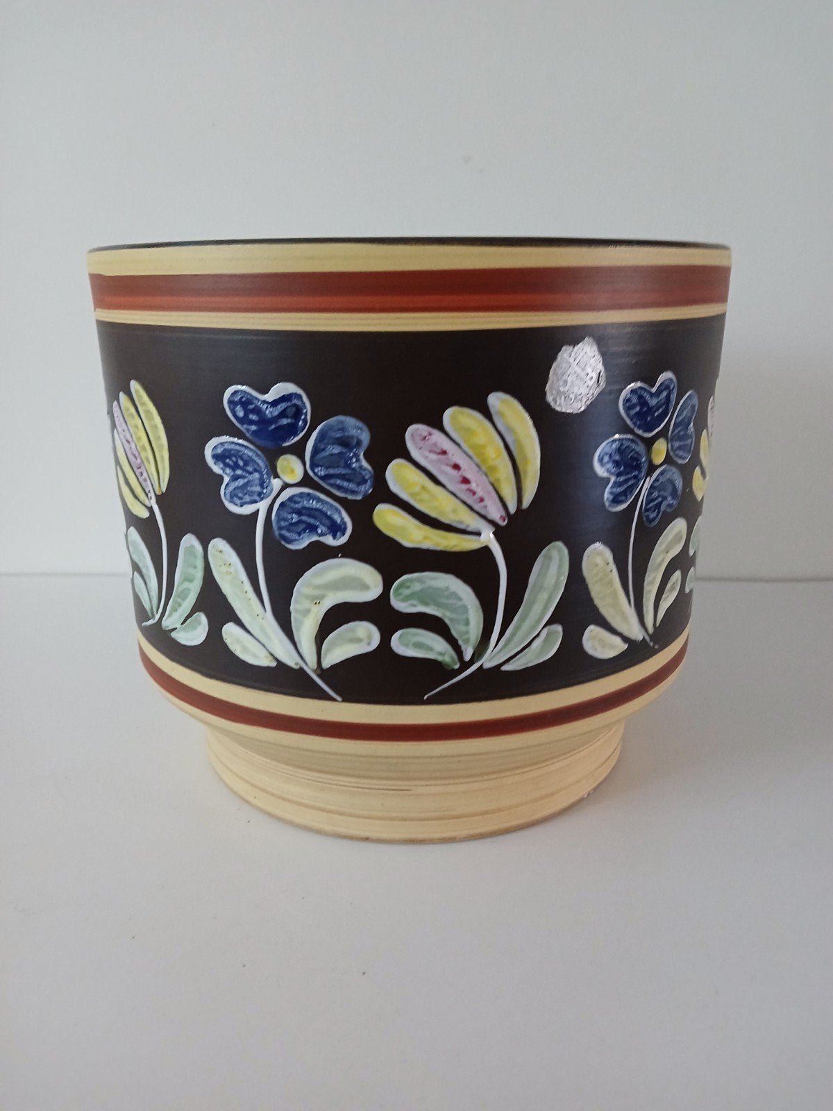 Vintage grote Bloempot West Germany, Tuin en Terras, Rond, Ophalen of Verzenden, Aardewerk, Minder dan 40 cm