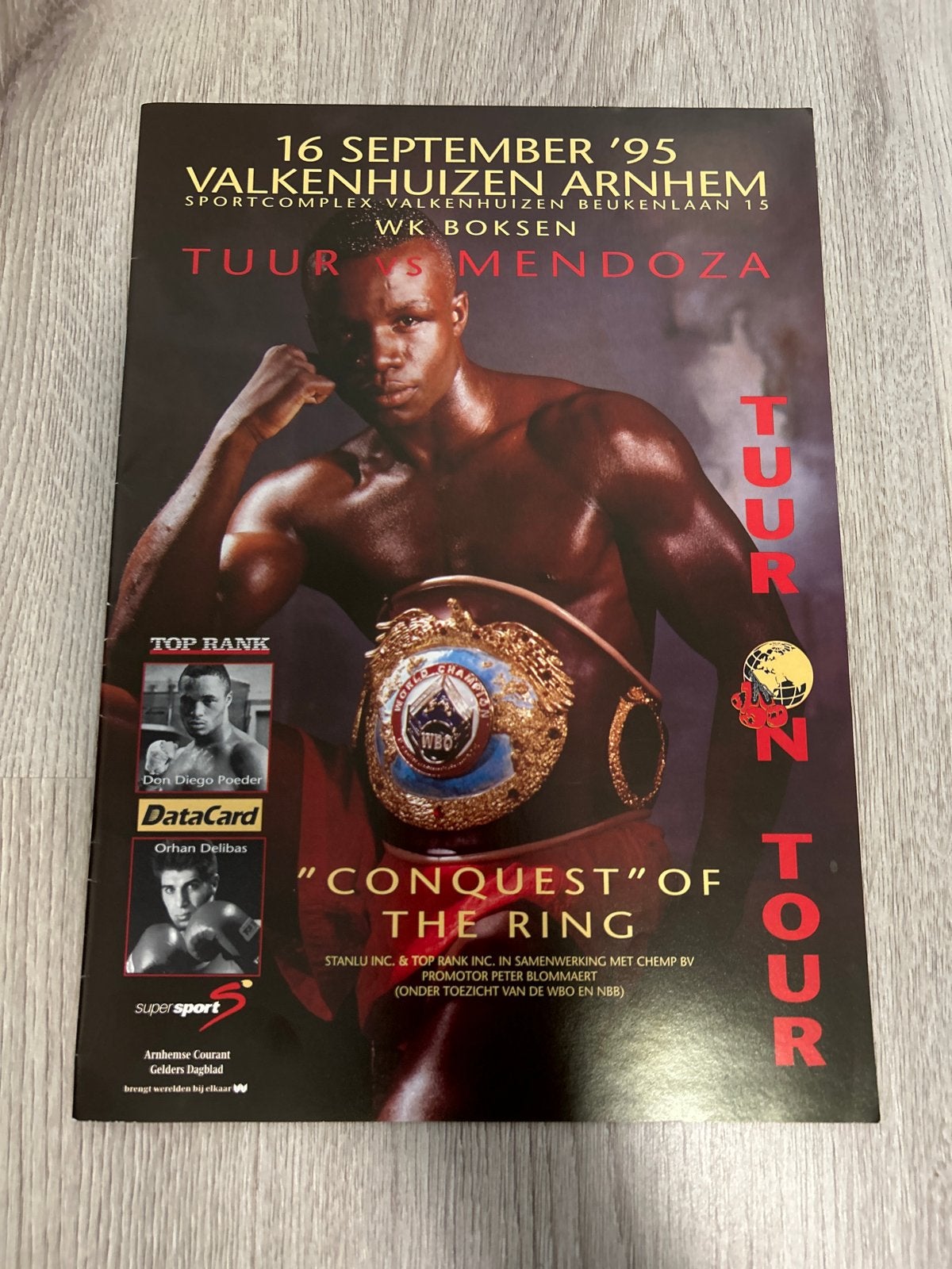 Programmaboekje Boksen WK 1995: Tuur vs Mendoza -  Arnhem, Ophalen of Verzenden, Zo goed als nieuw, Overige typen