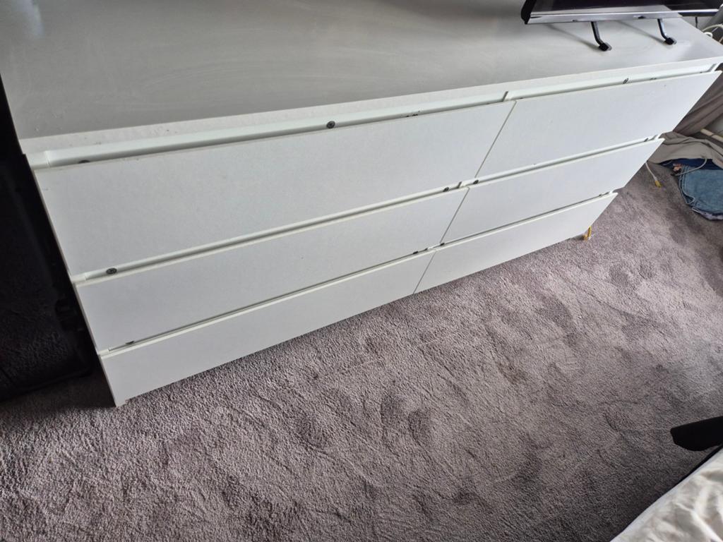 Witte ladekast met 6 laden, Huis en Inrichting, Kasten | Ladekasten, Gebruikt, 100 tot 150 cm, 100 tot 150 cm, 25 tot 50 cm, Overige materialen