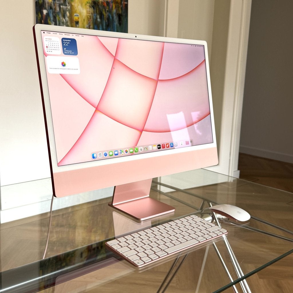 Apple iMac 2021 M1 rood/roze /Touch ID /8-core /garantie, Computers en Software, Apple, Zo goed als nieuw, Support@apple.com, Apple Park Way, Cupertino, California