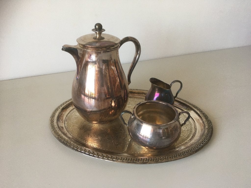 verzilverde koffieset, Ophalen of Verzenden