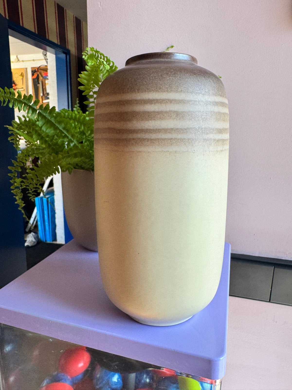 Retro Vaas - Bruin Beige Keramiek, Ophalen