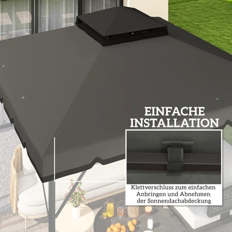 Vervangende dak doek  voor paviljoen - Grijs partytent 3x3, Minder dan 4 meter, Nieuw, Paviljoen, 2 meter of meer