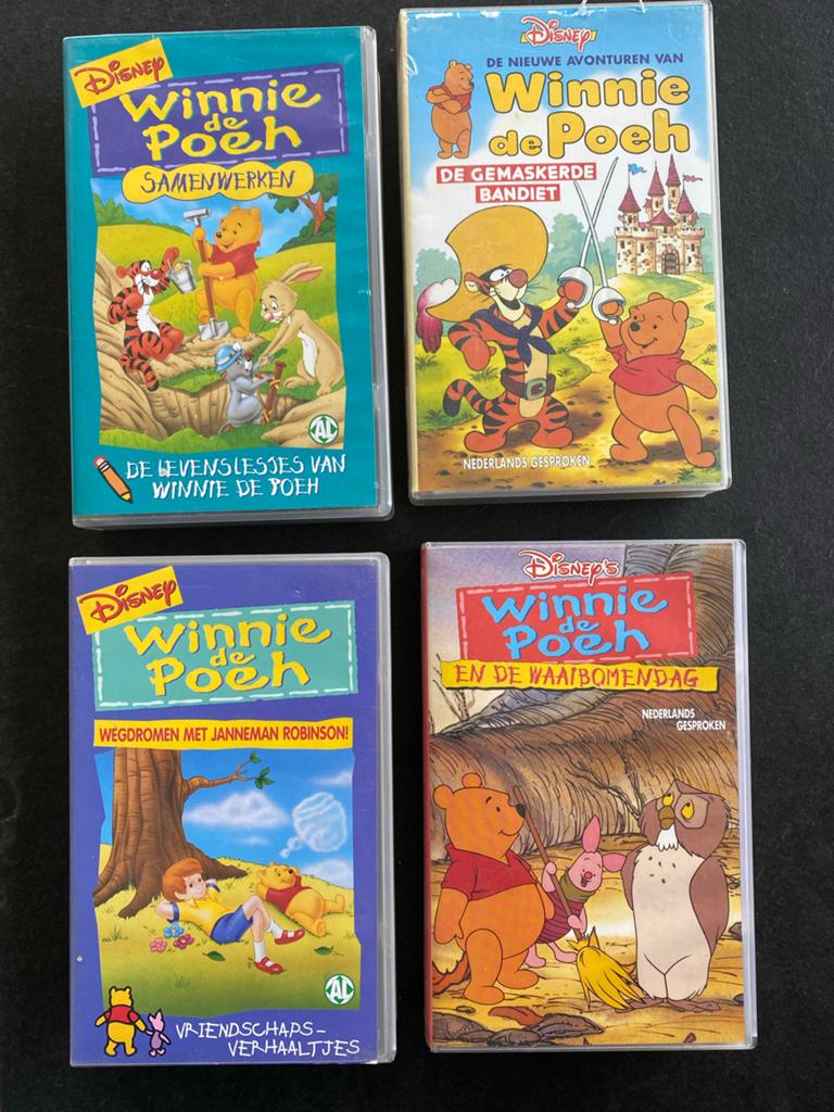 Winnie de Poeh VHS Banden - 4 Stuks Disney Collectie, Alle leeftijden, Ophalen of Verzenden, Gebruikt, Tekenfilm