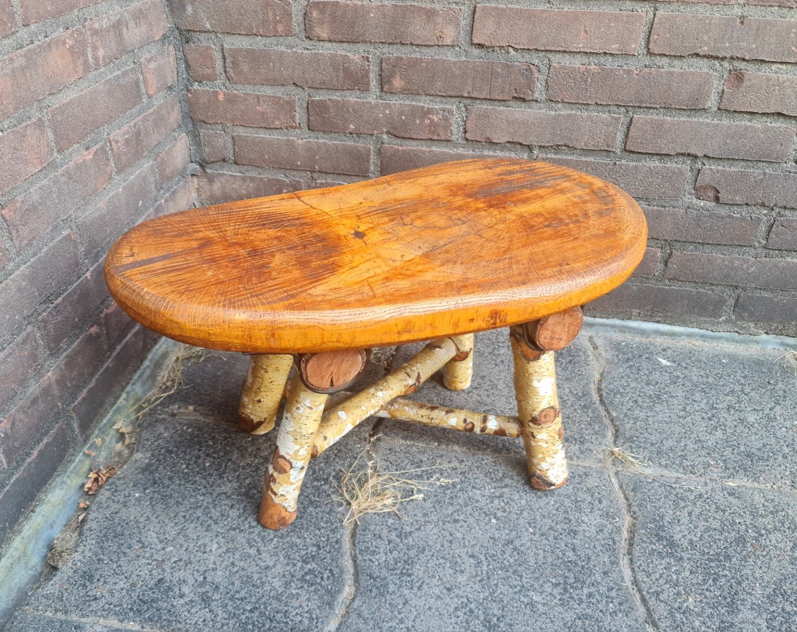 Kleine rustieke salontafel boomstam tafel ambachtelijk uniek, Ophalen, Gebruikt, Rustiek landelijk ambachtelijk uniek