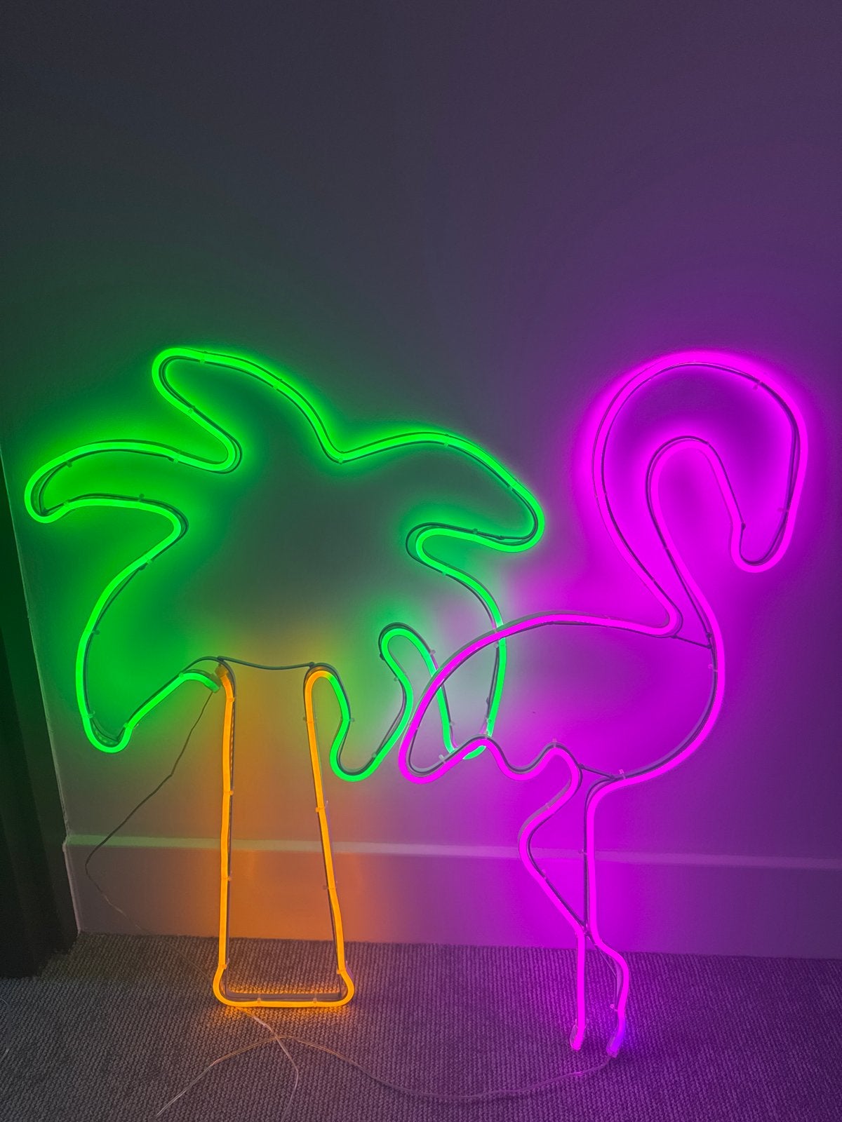 Leuke LED lampen: Palmboom & Flamingo decoratie, Ophalen of Verzenden, Zo goed als nieuw