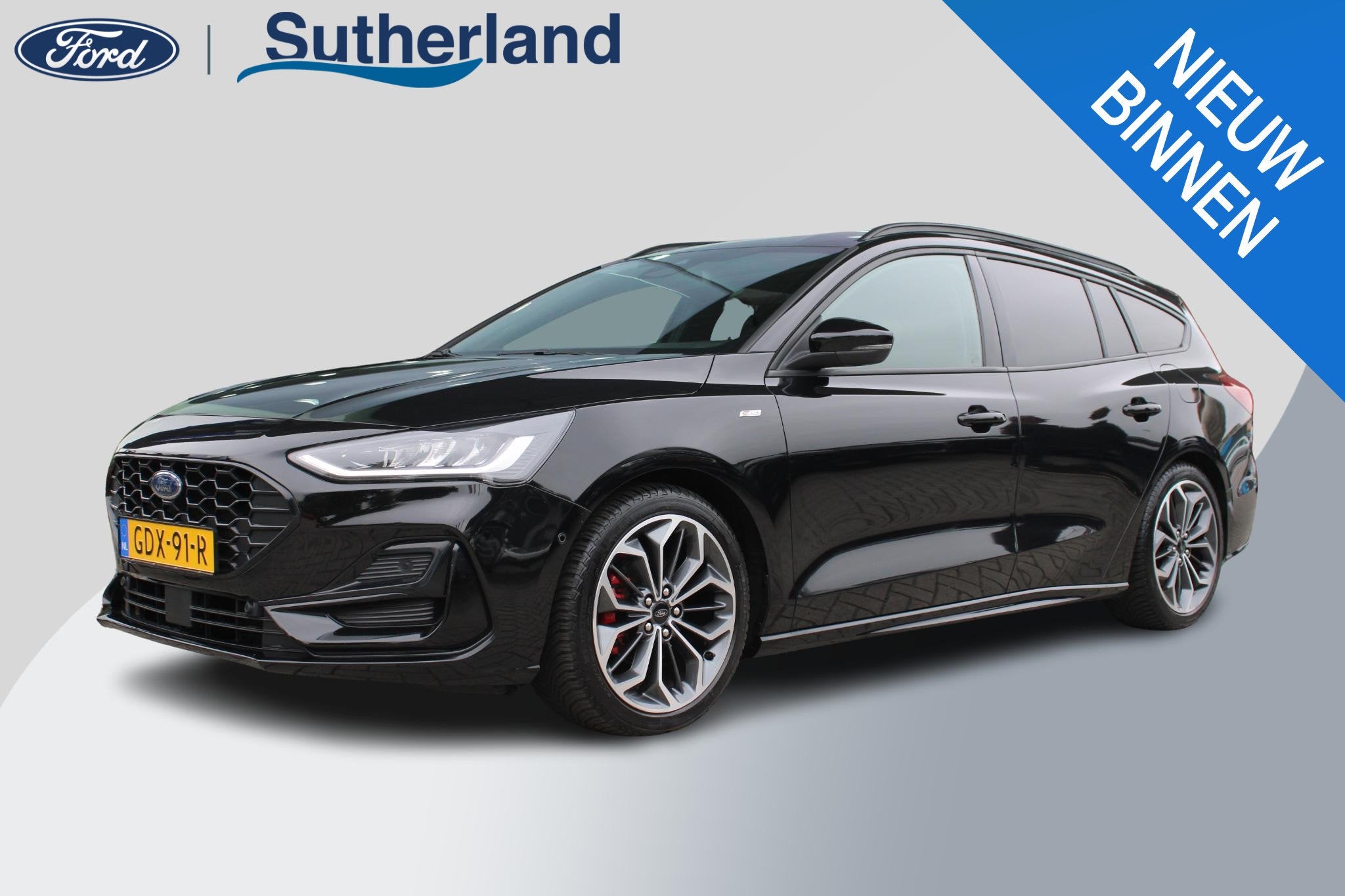 Ford Focus Wagon 1.0 EcoBoost Hybrid ST Line X 155pk Automaa, Auto's, Stof, Gebruikt, Euro 6, Zwart