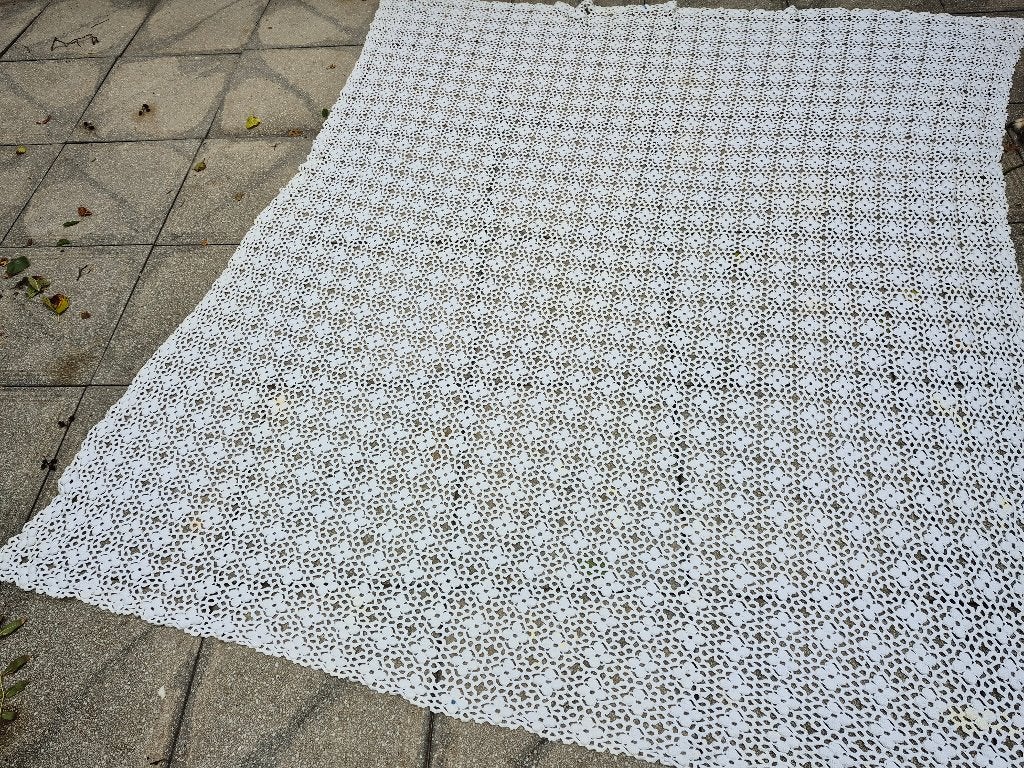 gehaakte sprei/plaid/woondeken, Katoen, 220 cm, Gebruikt, Wit