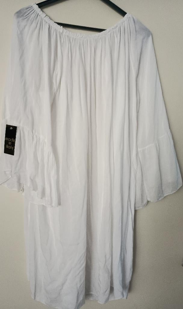 Wit katoenen jurkje met wijde mouw, nieuw. XXL, Kleding | Dames, Grote Maten, Ophalen of Verzenden, Nieuw, Wit, Jurk