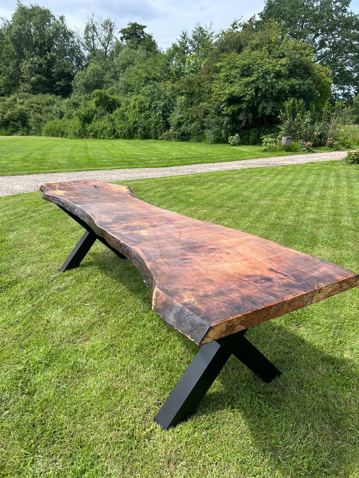 Eiken boomstam tafel, Ophalen, Zo goed als nieuw, Rechthoekig