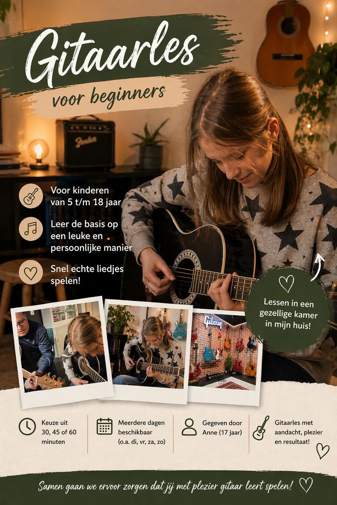 Gitaarles voor jonge beginners in krommenie, Ophalen, Western- of Steelstringgitaar