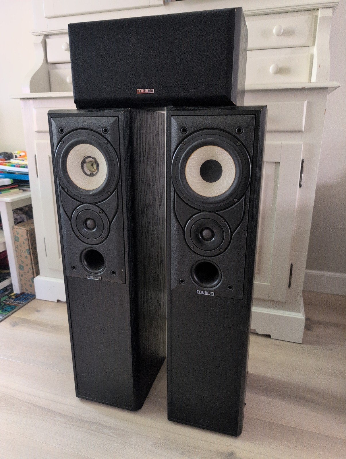 Gebruikte mission speakers (2x 702e en 1x 70c1), Ophalen, Vloerstaande luidspreker, Gebruikt, Geschikt voor surround/home cinema