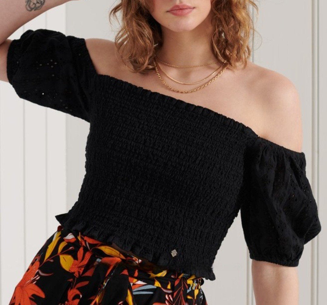 Superdruk broderie smock top zwart XS NIEUW, Superdry, Zwart, Nieuw, Ophalen of Verzenden