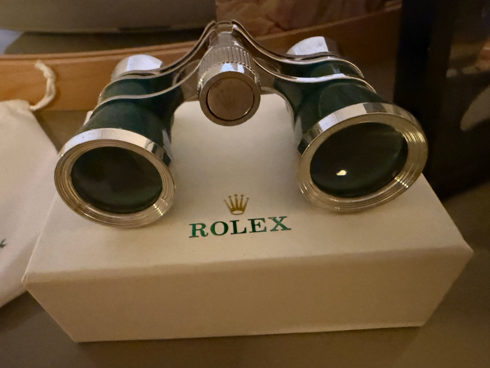 Rolex Operakijker - Groen en Zilver, Ophalen, Minder dan 8x, Overige typen, Zo goed als nieuw