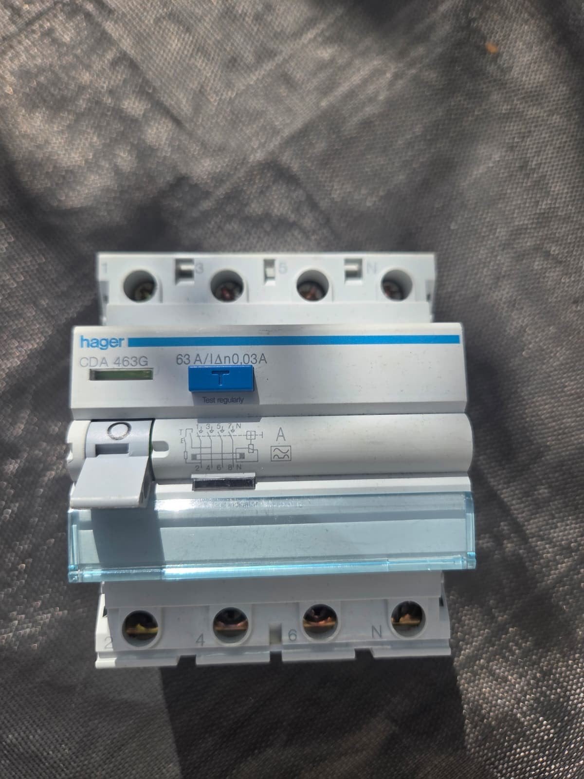 Hager 3-fase aardlekschakelaar 63A/30mA CDA 463G, Ophalen of Verzenden, Nieuw, Hager, Aardlekschakelaar
