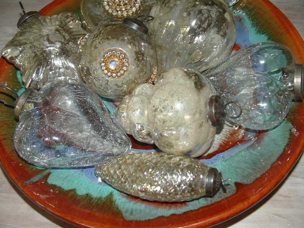 Set van 9 antieke kerstballen, decoratie, Ophalen of Verzenden